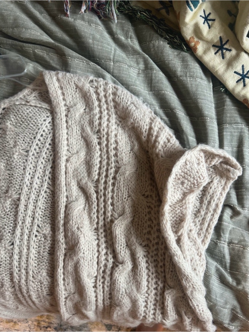 Aerie Light Cream Cable Knit Cardigan